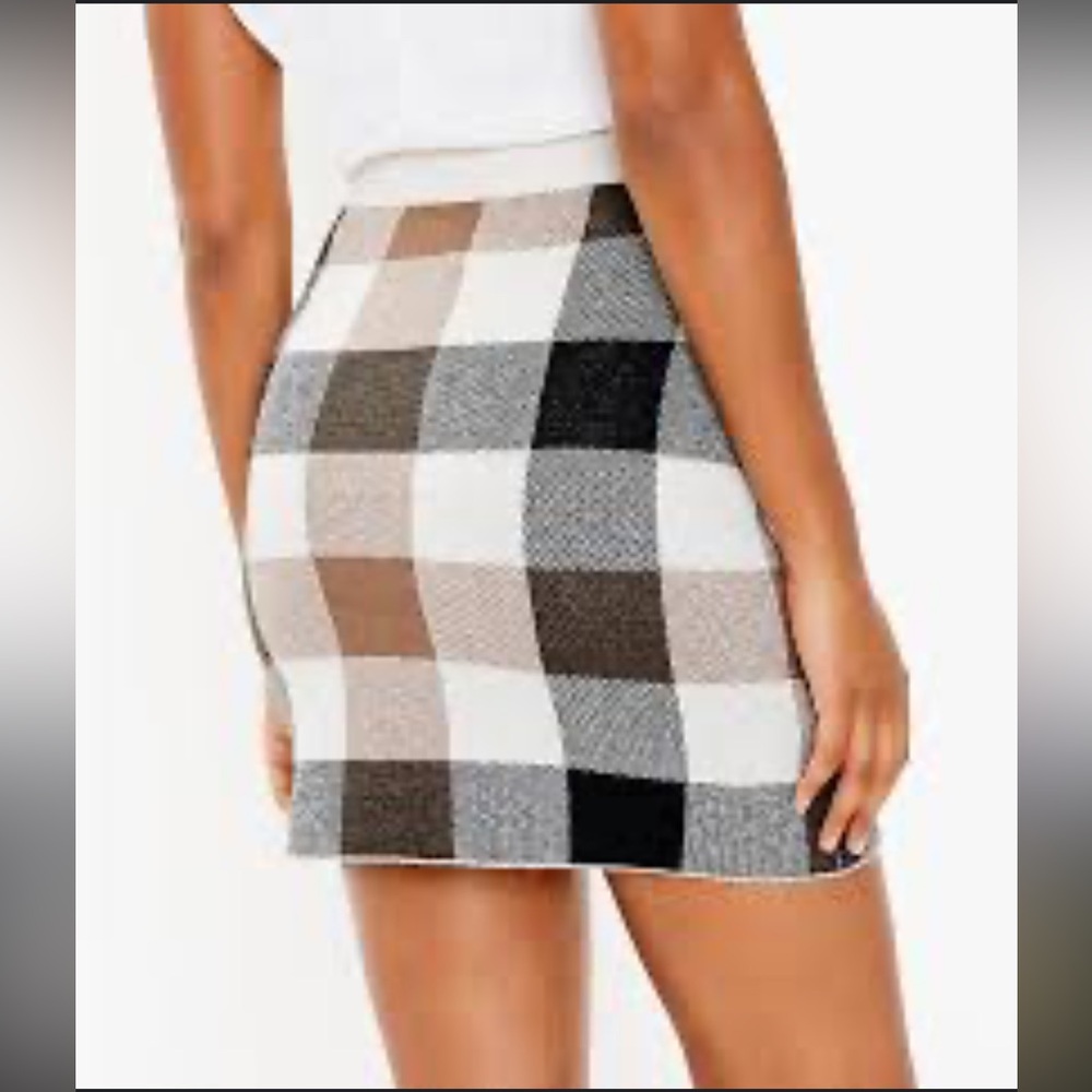 LOFT Tall Plaid Mini Sweater Skirt